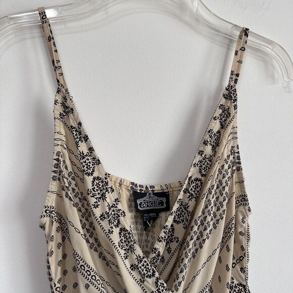 Angie Cami Tank S Peplum Hem Surplice Spaghetti Strap Concert Festival Boho NEW - Picture 3 of 7